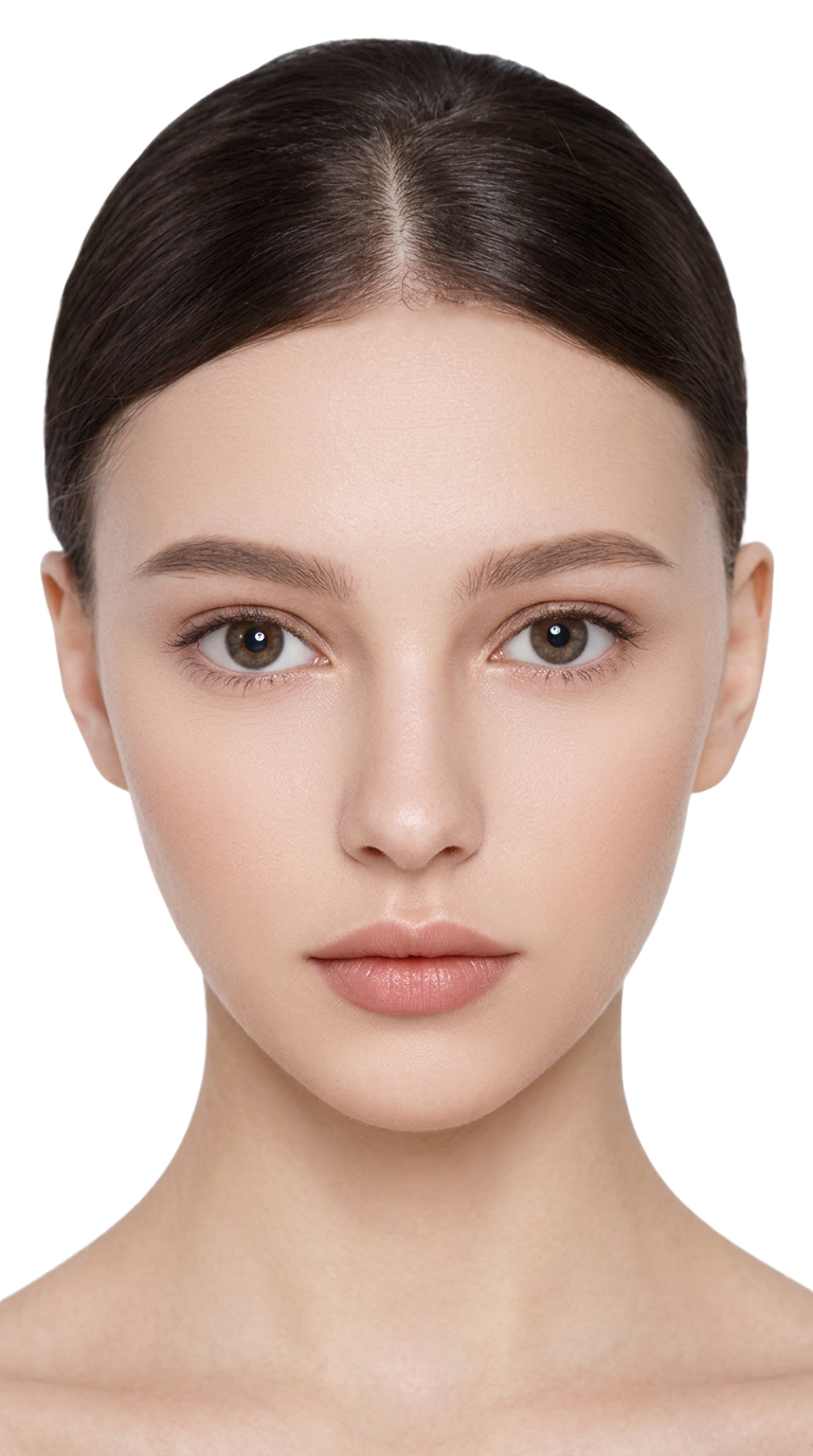 Diagram of Winnage facial treatment areas: forehead, eye area, cheeks and jawline